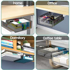 SVNNELP Under Desk Table Drawer Storage Organizer Slide Out, Attachable Hidden Self-Adhesive Under Desk Pencil Tray Drawer for Office/Classroom/Home (Clear Black/M) - size: M
