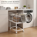 CICUFY Rolling Laundry Cart, 80L Wire Laundry Hamper Basket on Wheels, Dirty Clothes Basket with Handle, Metal Clothes Hamper Organizer for Laundry Room, Bathroom, Bedroom, Dorm, White - color: White