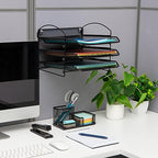 Mind Reader 3-Tier Paper Tray, File Storage, Desktop Organizer, Wall Mountable, File Organization, Metal Mesh, Black - style: 3-Tier