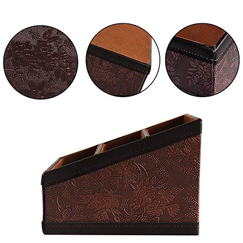 PU Leather Remote Control Holder Storage Container for TV Remote Phone Caddy Eyeglasses