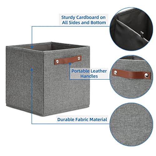 Temary 11 Inch Cube Storage Bins 4PCs Fabric Storage Cubes Storage Baskets Organizer with Handles, Foldable Baskets for Organizing Clothes, Toys, Towels (Grey, 11x11x11) - color: Grey, size: 11×11×11
