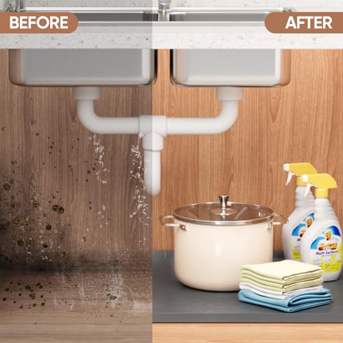 BALEINE 34''×22'' Under Sink Mat, Waterproof Food Grade Silicone Undersink Mat, Cabinet Shelf Drip Tray, Under Sink Liner for Kitchen, Bathroom (Charcoal) - color: Charcoal