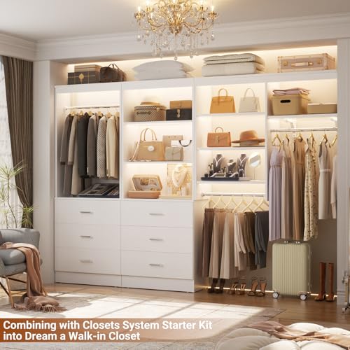 Aheaplus 23.6" Closet Drawers System, Wood Closet Organizer System with 3 Drawers, Modular Small Walk-in Closets Storage Unit, White (23.6" L x 13.8" W x 71" H) - color: White, size: 23.6''
