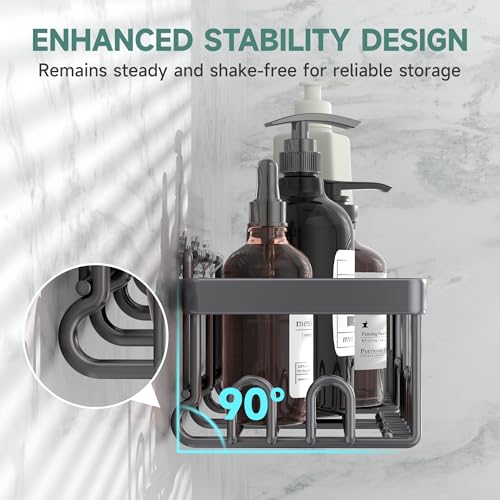 Veken Rustproof & Waterproof Shower Caddy 6-Pack, No Drilling Adhesive Shelves Rack with Soap Holder, Large Capacity Bathroom Organizers and Storage, Wall-Mounted Kitchen & Home Decor, Dark Grey - color: I. Dark Grey
