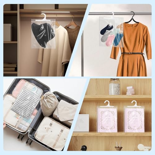 24 Pcs Hanging Storage Bags, Reusable Clear Hanging Bags, Hook Hanging Bags for Classroom, Library, Pharmacy, Armoire, Bathroom(10'' x 12.5'')