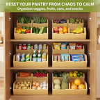 Bamboo Pantry Storage Bins for Vegetables, Potato and Onion Storage Bin for Pantry, Produce Bins for Kitchen Counter
