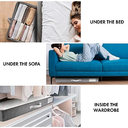 HOMELUX THEORY 2pc Low Profile Under Bed Storage Containers, Thin Under Couch Storage Organizer with Bins & Lids, Underbed Storage Box Ideal for Seasonal Clothes, Blankets, Fabric & Shoes (LightGray) - color: Light Gray, size: Large Low Profile (2pc)