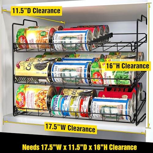 Deco Brothers Stackable Can Rack Organizer for Kitchen and Pantry, 3 Tier, Black - color: Black