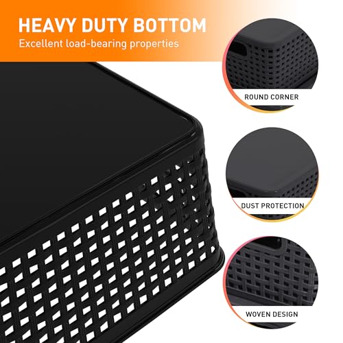 Plastic Storage Baskets With Lid, Storage Bins for Organizing, Stackable Decorative Containers for Shelves Drawers Desktop Closet Playroom Classroom Office,10 Pack-Black - color: Black, size: 10 Pack