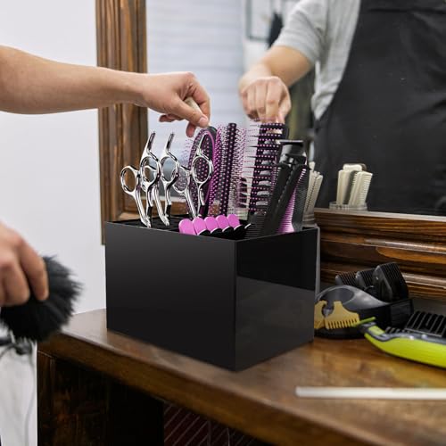 Noverlife Hair Salon Scissor Holder Box, Shear Holder for Stylist, Professional Hairdressing Scissors Rack Barber Organizer Box for Storage Combs Clips Brushes Holder, Barber Supplies Shear Case - color: Checkered Style2 - Black