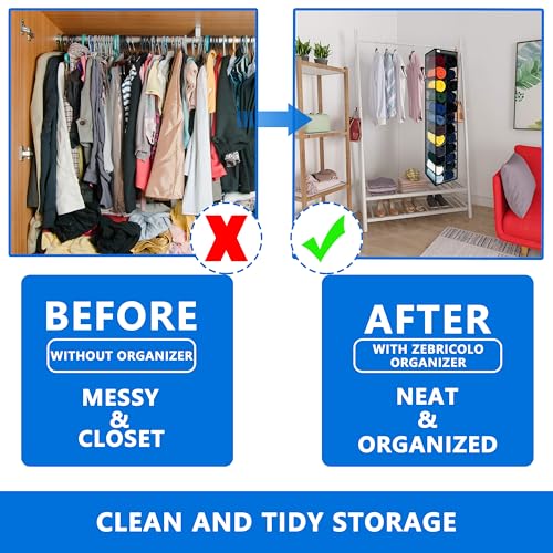 Closet Organization,24 Section, Hanging Closet Organizer, Space Saving, College Dorm Essentials for Girls, Heavy dutys Hooks Up to 45 Pounds, Clothes Storage,Closet Organizer,Grey/Black - color: NEW Heavy duty rack-Grey/Black--24 pockets