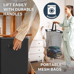 Simple Houseware Foldable Laundry Hamper Basket with Lid and Removable Bag, Black - color: Black