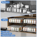 BOIVSHI 2-Tier Pull Out Spice Rack, Spice Rack Organizer, Pull Out Spice Racks for Inside Cabinets, Height Adjustable Heavy Duty Metal Basket for Inside Cabinet & Pantry (13.5''Wx10.5''Dx9.5''H) - size: 2 Tier,13.5''Wx10.5''Dx9.5''H