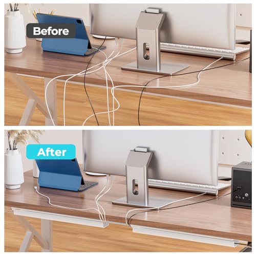 Delamu 2 Pack Safe 15.7in Tidy Cable Management Solution, Protect Kids Pets with Home Office Cable Management Under Desk, Cable Organizer, Cable Management Kit, Cord Organizer for Desk, White - color: White, size: 31.4in L*2in W*1in H