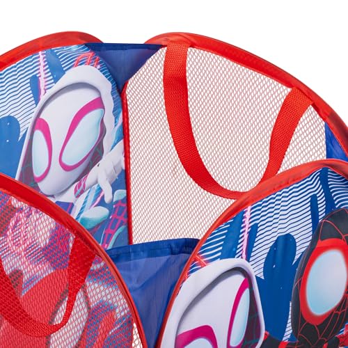 Jay Franco Marvel Spidey & His Amazing Friends Pop Up Hamper - Ghost Spider and Miles Morales Mesh Laundry Basket/Bag with Durable Handles - Storage for Clothes and Toys - color: Multi - Spidey and Friends