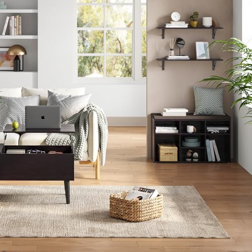 DINZI LVJ Long Wall Shelves, 23.6 Inch Wall Mounted Shelves Set of 2, Easy-to-Install, Storage Ledges with Sturdy Metal Brackets for Living Room, Bathroom, Bedroom, Kitchen, Espresso - color: Espresso, size: 23.6 Inch