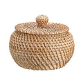 Hipiwe Round Rattan Basket Boxes With Lid Hand-Woven Wicker Storage Baskets Bin Decorative Basket Box Multi-Purpose Picnic Food Bread Basket Small Keys Basket Bowl for Entryway (X-Small,4.7"x3.3") - size: X-Small,4.7"x3.3"