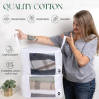Cashmere Sweater Storage Bags | with Moth Protection Cedar | Breathable & Washable Cotton Bag | Suitable For Sweaters, Merino Wool, Scarves and more - size: Single