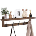 SMIBUY Coat Hooks with Shelf Wall-Mounted, 29.2 Inch Entryway Coat Rack for Wall, Bamboo Hanging Shelf with 5 Double Metal Hooks for Bathroom, Bedroom, Kitchen, Living Room, Mudroom (Walnut) - color: Walnut+Black