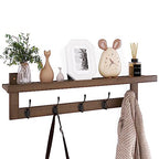SMIBUY Coat Hooks with Shelf Wall-Mounted, 29.2 Inch Entryway Coat Rack for Wall, Bamboo Hanging Shelf with 5 Double Metal Hooks for Bathroom, Bedroom, Kitchen, Living Room, Mudroom (Walnut) - color: Walnut+Black