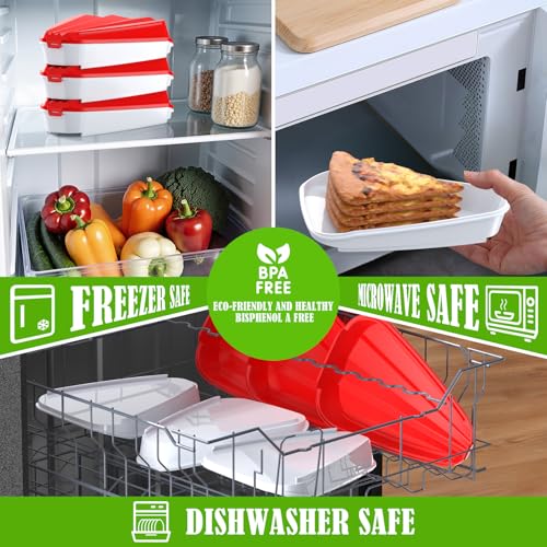 Pizza Storage Container, Expandable Pizza Slice Container, Reusable Pizza Pan Pizza Box Set with Lids to Leftover Organization and Space Saver