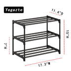 Small Metal Shoe Rack,Stackable Shoe Shelf Storage Organizer for Entryway, Hallway and Closet(3-Tier,Black) - size: 3-Tier-Black-1R