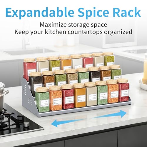 BOIVSHI Spice Rack Organizer, Metal Spice Rack Organizer for Cabinet, Countertop Spice Rack - Expandable Width, 3 Tier Spice Shelf for Cabinet, Countertop, Pantry, Cupboard, Gray - color: Gray