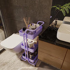 3 Tier Rolling Storage Cart, Metal Rolling Utility Cart with Wheels, Multifunctional Sturdy Organizer for Snack Cart, Craft Art Supplies, Kitchen, Bathroom, Office, Nursery Diaper - color: Purple