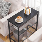 HOOBRO Black Side Table, 3-Tier Metal Side Table, Small Black Table with 2 Flat or Slant Adjustable Shelves for Small Spaces, Hallway, Living Room, Bedroom, Sturdy, Easy Assembly, Black BB23BZ01G1 - color: Black