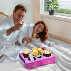 Couch Cup Holder Pillow, 5 Hole Couch Drink Holder! Keep Drinks Hand Side and Keep Temp, Prevent Spills and Use Anywhere. Cup Holder for Couch, Bed, Camping, RV, Car, Beach. Rose Purple - color: Rose Purple
