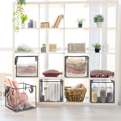 Zopeal 1 Pack Popup Laundry Hamper 13 Inch Collapsible Laundry Baskets with Handles Mesh Clothes Baskets Portable Single Layer Foldable Clothes Hamper Square Bin for Washing (Grey,Single-layer) - color: Grey, size: Single-layer