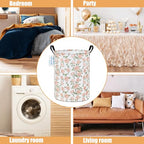 LANGYASHAN Laundry Basket Canvas Fabric Collapsible Organizer Basket for Storage Bin Toy Bins Gift Baskets Bedroom Clothes Children Nursery Hamper (Rose) - color: Round Champagne Rose