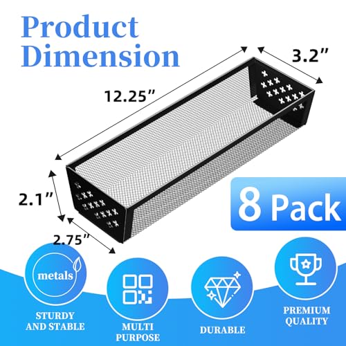 Simple Trending Silverware Drawer Organizer, 8 Pack Utensil Organizer for Kitchen Drawers, Metal Storage for Spoons Forks Knives (12.2 * 3.2 * 2.1 Inches, Black)