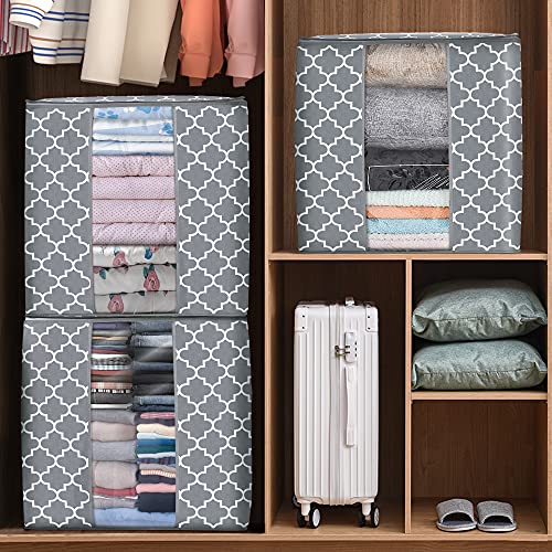 WISELIFE Storage Bags 2 Pack/100L Large Blanket Clothes Organization and Storage Containers for Comforters,Bedding, Foldable Organizer with Reinforced Handle, Clear Window, Sturdy Zippers,Light Gray - color: Light Grey, size: 2x 100L