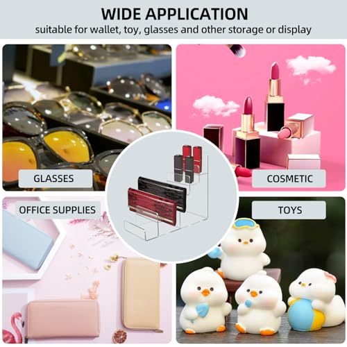 Acrylic Wallet Display Stand Purse Handbag Organizer, Clear Jewelry Riser Display Stand Purse Display Rack, Acrylic Display Shelf for Cosmetic Perfume Jewelry Sunglasses Handbag (2 PCS-4 Tier) - size: 2 PCS-4 Tier