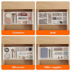 Briwooody Expandable Drawer Tray with Adjustable Dividers, 12.6-19.96 Inch Hanging Sliding Desk Organizer, 1.18'' Deep White Office Storage for Pens Paper Clips Sticky Notes Tape, Desk Accessories