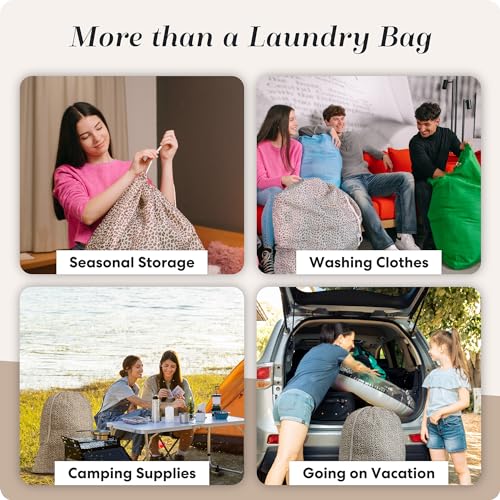 Nylon XL Laundry Bag - Locking Drawstring Closure, Machine Washable, These Large Bags Will Fit a Laundry Basket and Strong Enough to Carry up to Two Loads of Clothes (Leopard | 30" x 40") - color: Leopard, size: 30" x 40"