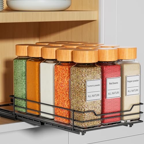 RCHYFEED Pull Out Spice Rack Organizer for Cabinet,Slide out Spice Organizer for Inside Cabinets,Heavy Duty Spice Organization for Kitchen and Pantry,Seasoning,Sauces(1-Tier,6.5" Wx10.5 Dx2.5 H) - size: 1 Tier-6.5''Wx10.5''Dx2.5''H