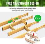 ANTOWIN Bamboo Drawer Dividers, Expandable Drawer Separators Splitter, 17-22 inches Adjustable Spring-loaded Organizer for Large Utensil, Clothes, Tools Drawers, 6 Pack Dividers + 4 Pack Baffle - color: Yellow