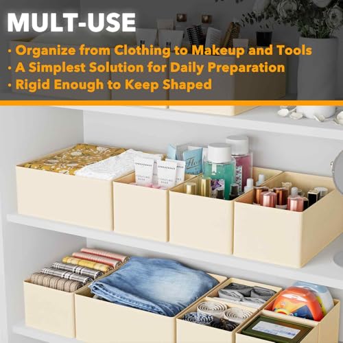 SpaceAid Drawer Organizer for Clothes, 18 Pack Dresser Drawer Organizer Bins, Closet Organizers and Storage Dividers for Clothing, Underwears, Socks (Beige) - color: Beige, size: 18 Pack