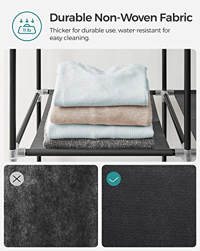 SONGMICS Portable Closet, Wardrobe Closet Organizer with Cover, 3 Hanging Rods and Shelves, 4 Side Pockets, 51.2 x 17.7 x 65.7 Inches, Large Capacity for Bedroom, Living Room, Ink Black URYG092B02 - color: Ink Black, size: 3 Tiers（51.2"L）