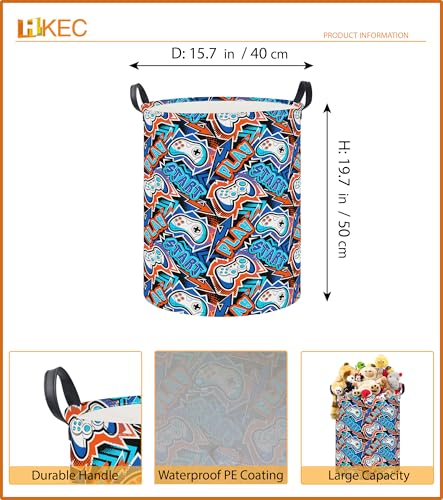 19.7" Laundry Basket,Dirty Clothes Hamper,Waterproof Storage Bin,Room Decor,Gift Baskets,Nursery Hamper(Game) - color: Game