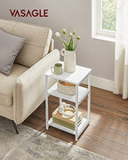 VASAGLE Side Table, Small End Table, Tall Nightstand for Living Room, Bedroom, Office, Bathroom, White ULET273W14 - color: White