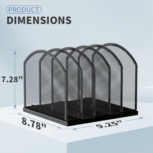 Gawerk 5-Section Vertical Desktop Organizer, 5-Section Mesh File Folder Stand Sorter for Office Home Classroom Organization (1, Black) - color: Black