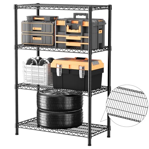 SINGAYE Shelf Closet Wire Shelving：Adjustable Metal Unit for Laundry Room Organization Bathroom Kitchen Home Garage Storage Pantry Rack Shelves - color: Black, size: 4Tier-18"Dx36"Wx59"H