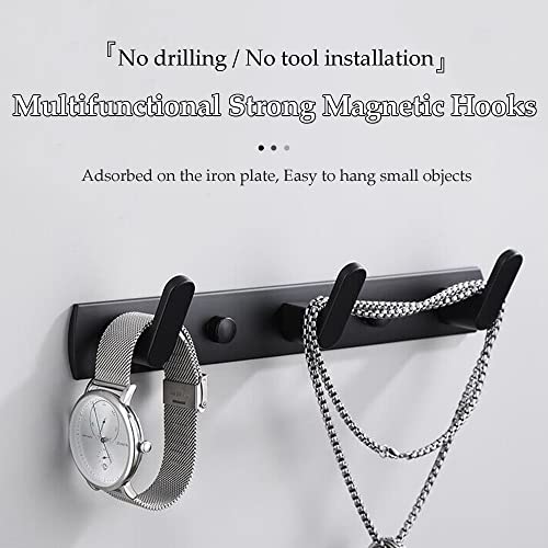 ULIBERMAGNET Magnetic Coat Hooks,Heavy Duty Magnetic Key Rack,Strong Rubber Magnetic Hanger for Refrigerator,Metal Cabinet,Door,Hanging Coat, Towel, Bag, Scarf, Helmet(Matte Black/3 Hooks) - color: Black, size: 3 Hooks Magnetic Rack