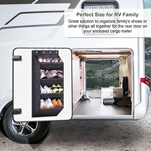 SLEEPING LAMB Over the Door Shoe Rack for Closet, Short Hanging Shoe Organizer with Large Deep Pockets, Narrow Door Sneaker Storage for Boots in RV, Dorm, Black - color: Black, size: 34.6''