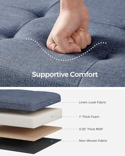 SONGMICS MAZIE Collection - 43 Inches Folding Storage Ottoman Bench, Ottoman Foot Rest, End of Bed Bench, Storage Chest, Load 660 lb, for Living Room, Bedroom, Entryway, Misty Blue ULSF077Q01 - color: Misty Blue, size: 15"D x 43"W x 15"H
