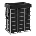 SONGMICS Laundry Hamper, 23.8 Gal. (90L) Laundry Basket, Collapsible Clothes Hamper, Removable and Washable Liner, Metal Wire Frame, for Bedroom Bathroom, Silver and Classic Black ULCB190B01 - color: Silver + Classic Black, size: 90 L