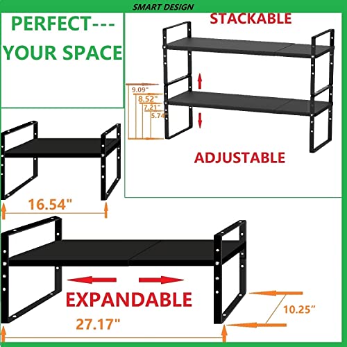 Jojocross Expandable Stackable Spice Rack Cabinet Shelf Organizer in Cabinets Shelves Kitchen Cupboard Organization Stack up Racks Pantry Countertop Storage Large/Black 1 Pack - color: 1 Pack/Black, size: L:10.04"D x 16.6"W x 5.75"H